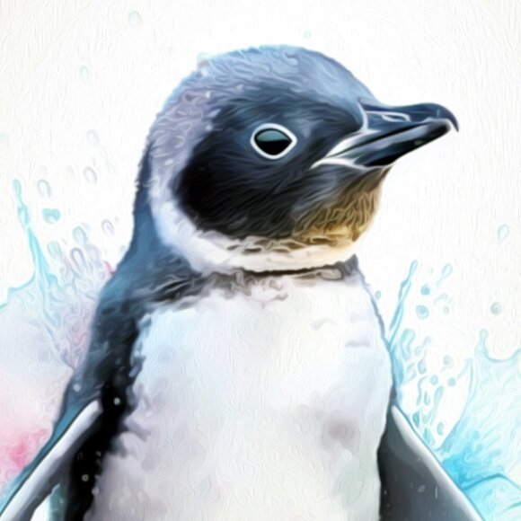 Baby Penguin Watercolor Oil Painting Art Print - Picture 6 of 6